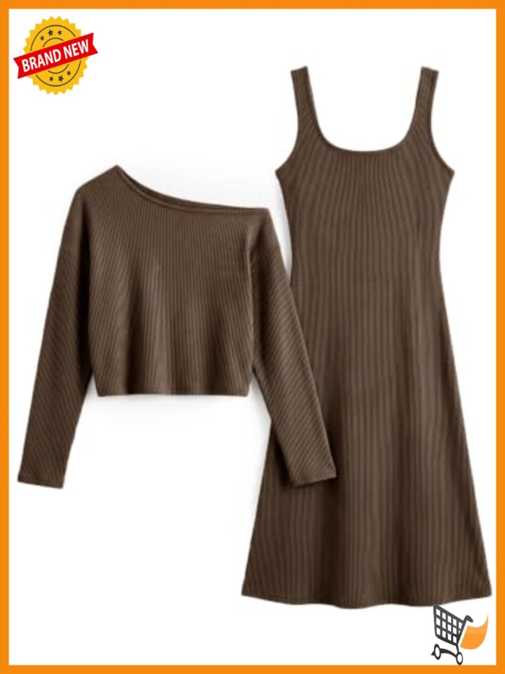 Womens 2 Piece Ribbed Knit Sweater Dress Set Fall Layered Outfit